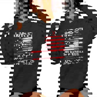 Hands Off Protest Saturday April 5 Usa Flag Women Women Hoodie | Mazezy