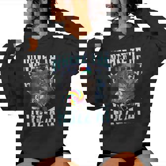 Where The Huzz At Cat Meme Retro Humor Joke Sarcastic Women Hoodie | Seseable CA