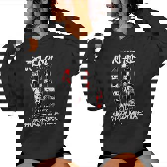 Just a Girl Who Loves Horror Movies Characters In Knives Women's Hoodie - Monsterry