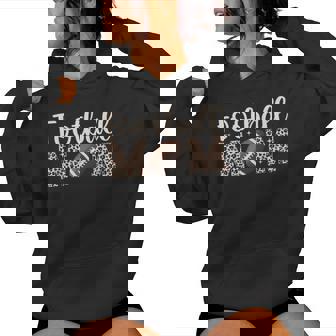 Leopard Football Mom Mama Football Player Women Hoodie - Seseable