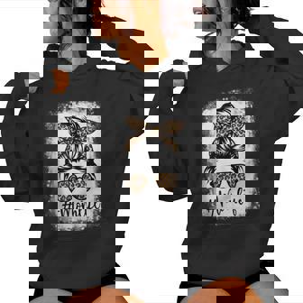 Leopard Mom Life Bleached Mom Life Messy Bun Women Hoodie | Seseable CA