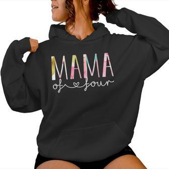 Mama Of Four Cute Floral Mom Of 4 Mother Of 4 Women Hoodie - Thegiftio UK
