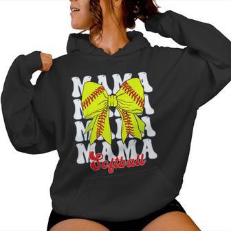 Mama Softball Coquette Bow Game Day Softball Women Hoodie - Thegiftio UK