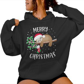 Merry Christmas Sloth Christmas Party Outfit Christmas Kapuzenpullover für Damen - Geschenkecke