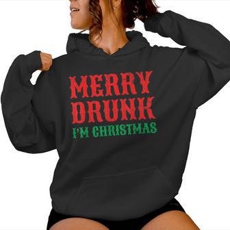 Merry Drunk I'm Christmas Santa Reindeer Graphic Kapuzenpullover für Damen - Geschenkecke