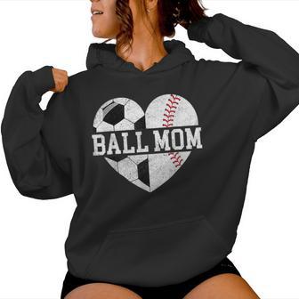 Mom Of Both Heart Soccer Baseball Sports Mom Mother's Day Women Hoodie - Thegiftio UK