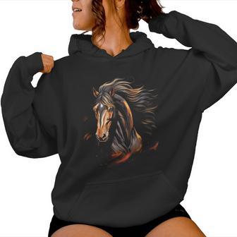 Mustang Horse Wilderness Colourful Horse Lovers Animal World Riding Kapuzenpullover für Damen - Geschenkecke