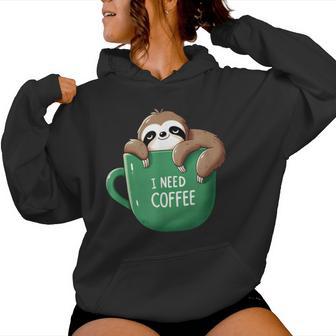 I Need Coffee Sloth Coffee Tired Sleeping Kapuzenpullover für Damen - Geschenkecke