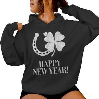 New Year's Eve Outfit Happy New Year Clover Horseshoe Lucky Kapuzenpullover für Damen - Geschenkecke