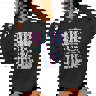 Nine Is a Vibe Girl 9th Birthday 9 Year Old Women's Hoodie - Monsterry