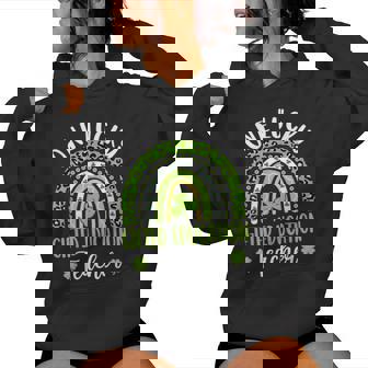 One Luckyed Education Teacher Rainbow St Patrick's Day Women Hoodie | Mazezy