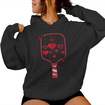 Pickleball Paddle Heart Valentines Day Racquetball Women Women Hoodie - Thegiftio UK