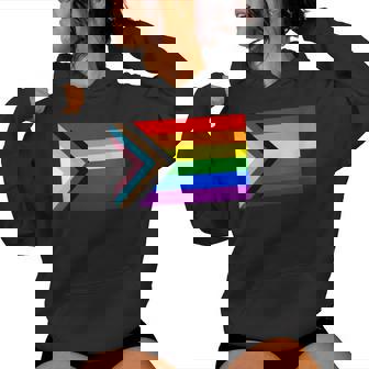 Progressive Pride Rainbow Flag Retro Vintage Women's Hoodie - Monsterry