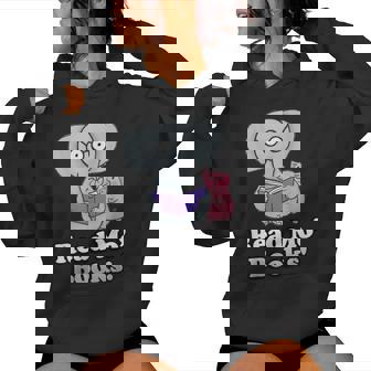 Read Mo Books Cute Reading Elephant Teacher Librarian Women Hoodie - Seseable