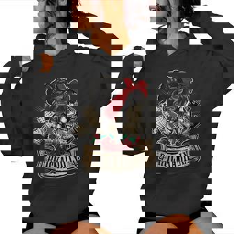 Rockabilly Girl Skull Pin-Up Estilista Peluquero Cuello Sudadera con capucha para mujer - Regaloses