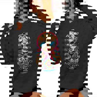 Ruso Khokhloma Rusia Rusos Ruso Matryoshka Cuello Sudadera con capucha para mujer - Regaloses
