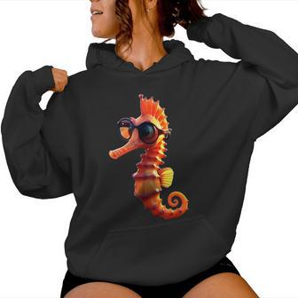 Seahorse With Sunglasses Aquarist Ocean Cute Seahorse Kapuzenpullover für Damen - Geschenkecke