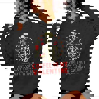 Skeleton Coffee Is My Valentine Valentines Day Women Women Hoodie - Thegiftio