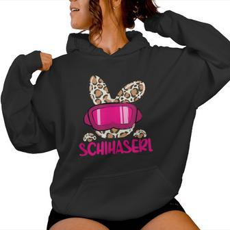 Ski Haserl Skifahrerin Oder Pistenbunny Mit Leoprint Kapuzenpullover für Damen - Geschenkecke