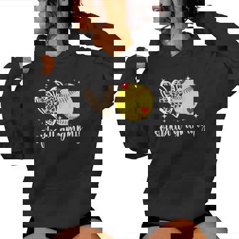 Softball Grammy Heart Grandma Grammy Of A Softball Player Women Hoodie | Seseable CA