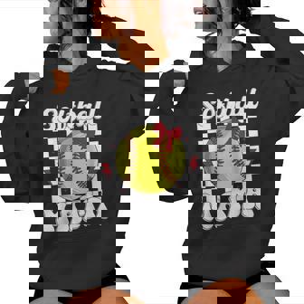 Softball Mama Coquette Bow Softball Mom Mother's Day Women Hoodie | Mazezy
