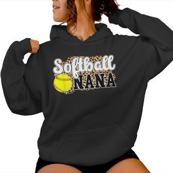 Softball Nana Leopard Nana Of A Softball Player Women Hoodie - Thegiftio UK
