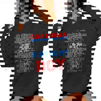 Spider Web Birthday Party Grandma Of The Birthday Boy Women Hoodie - Seseable