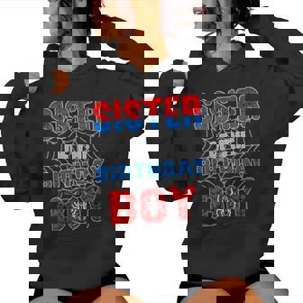 Spider Web Birthday Party Sister Of The Birthday Boy Women Hoodie - Seseable
