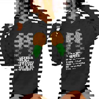 Swinging Squeeze Ripe Pineapples Upside Down Swinger Women Women's Hoodie - Monsterry