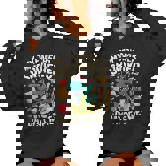 My Teacher Survived 100 Days Of Me Dinosaur School Women Hoodie | Mazezy