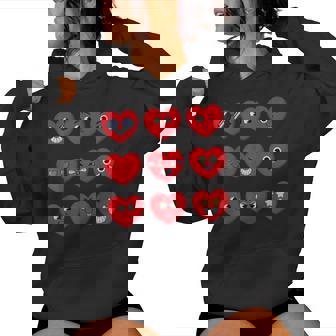 Valentines Day Faces Red Hearts Boys Girls Teacher Women's Hoodie - Monsterry