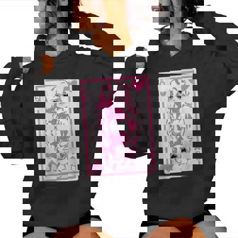 Valentine's Day Queen Of Hearts Cute Pink Dolly Valentine Women Hoodie | Mazezy