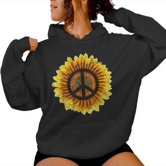 Vintage Sunflower Peace Sign Retro 70S Hippie Flower Power Kapuzenpullover für Damen - Geschenkecke