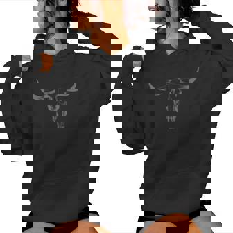 Western Boho Cow Skull Cowgirl Cowboy Bull Skull Vintage Women Hoodie - Monsterry