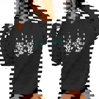 Western Rock On Skeleton Hands Rock And Roll Cowgirl Cowboy Women's Hoodie - Monsterry