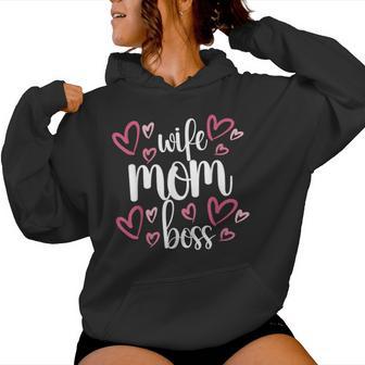 Wife Mom Boss Cute Mother's Day Present Moms The Boss Women Hoodie - Thegiftio UK