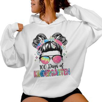 100Th Day Of Kindergarten Teacher Girls 100 Days Of School Women Hoodie - Thegiftio UK