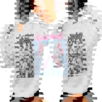 Baseball Sister Coquette Bow Biggest Fan Sport Lovers Girl Women Hoodie - Thegiftio