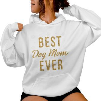 Best Dog Mom Ever Cute Love Heart Print Dog Mama Women Hoodie - Thegiftio UK
