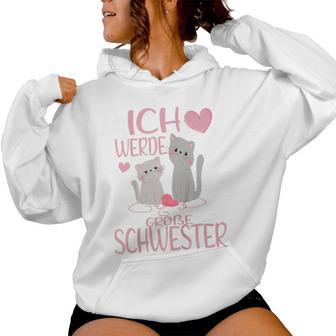 Children's Ich Werde Große Schwester Ich Werde Große Schwester 2023 Cat Kapuzenpullover für Damen - Geschenkecke