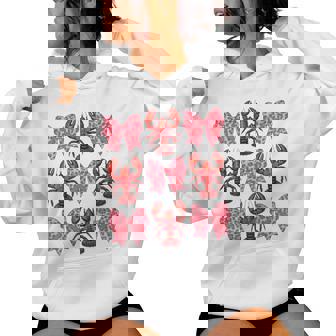 Cute Coquette Bow Crawfish Graphic Y2k Girls Aesthetic Women Hoodie - Thegiftio