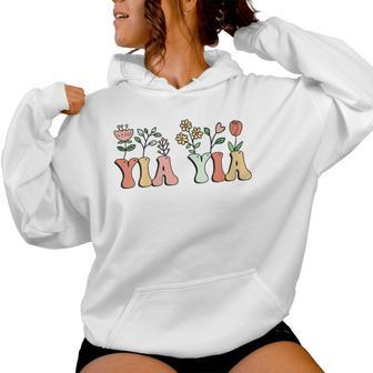Floral Yia Yia For Grandmother Wildflower Women Hoodie - Thegiftio UK
