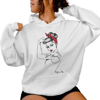 Girl Powerintage Pin Up Retro Strong Woman Unbreakable Gray Kapuzenpullover für Damen - Geschenkecke