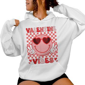 Groovy Valentine Vibes Valentines Day For Girl Womens Women Hoodie - Thegiftio UK