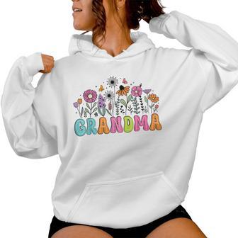 Groovy Wildflower Grandma Floral Grandma Mother's Day Women Hoodie - Thegiftio UK
