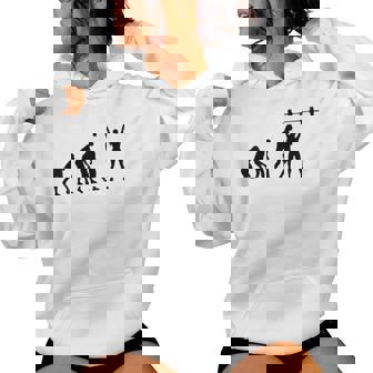 Human Evolution Fitness Girl Barbell Gym Divertido Sin Mangas Sudadera con capucha para mujer - Regaloses
