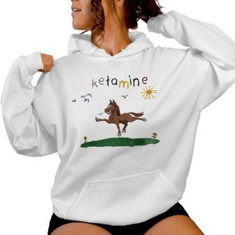 Ketamineintage Colourful Ketamine Horse Blue Kapuzenpullover für Damen - Geschenkecke