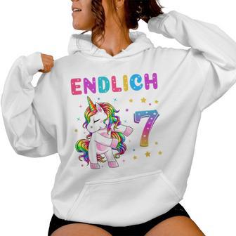 Kinder Endlich 7 Geburtstag Mädchen 7 Jahre Lustiges Party Einhorn Kapuzenpullover für Damen - Geschenkecke