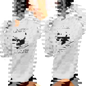 Laie Est Meilleure Avec Les Chats De Thé Et Les Livres Sweat à capuche femme - Cadeauxyz