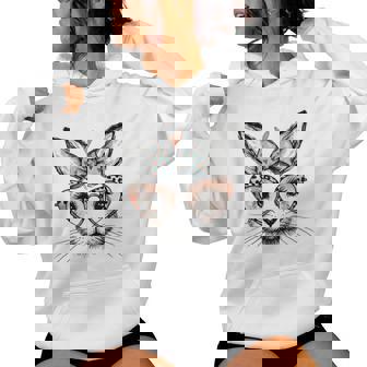 Lapin Face De Pâques Filles Léopard Nœud Papillon Lunettes Sweat à capuche femme - Cadeauxyz